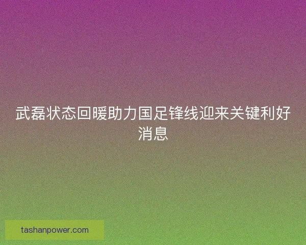 武磊状态回暖助力国足锋线迎来关键利好消息